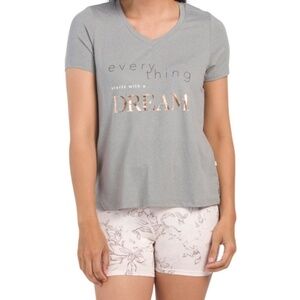 New Danskin Women's Tee & Biker Shorts Pajamas Set